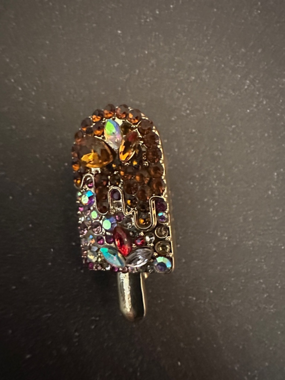 Multicolor Crystal Popsicle Brooch - Gold Tone Accent